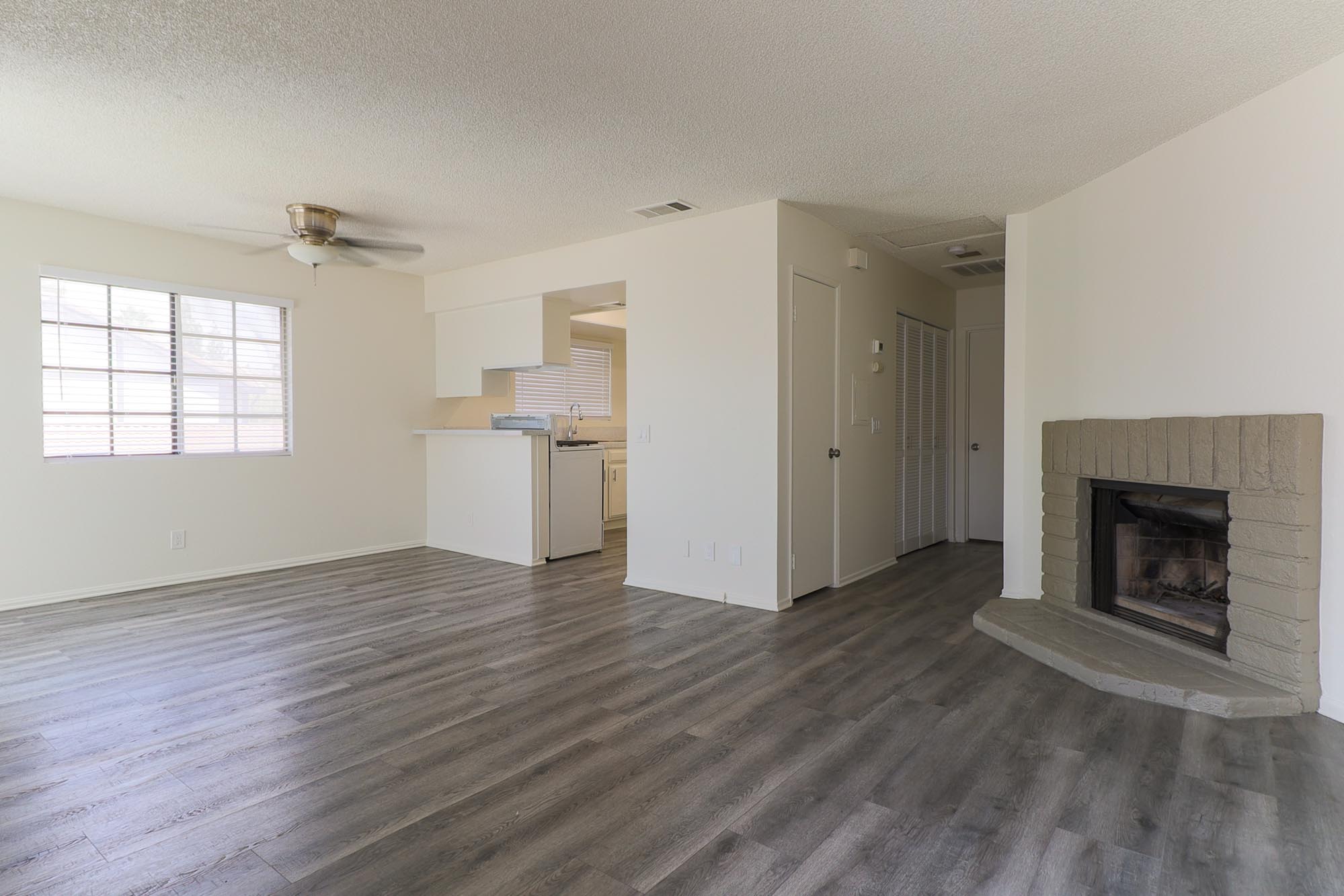 Linden main living space with fireplace photo